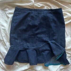 leifsdottir Anthropologie Denim Ruffle Hem Skirt